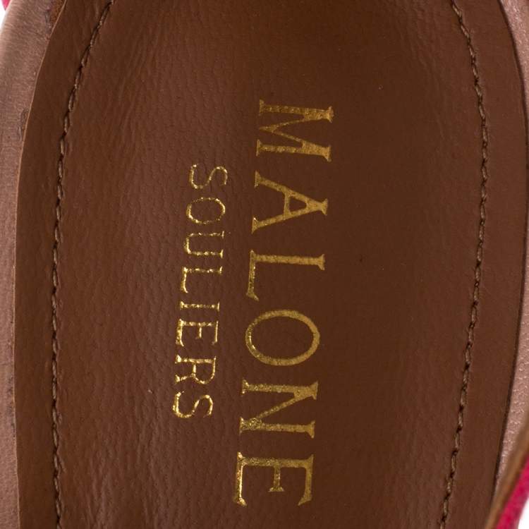 Pre Owned Malone Souliers Pink/Beige Leather Ruth Tassel Sandals Size 40