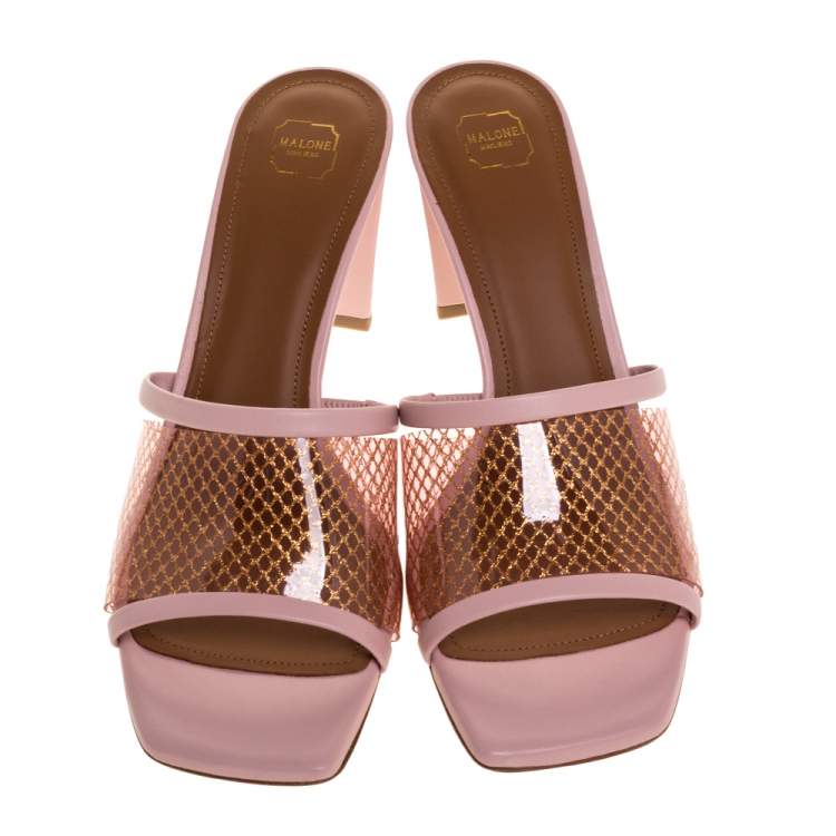 Pre Owned Malone Souliers PVC And Leather Open Toe Sandals Size 39