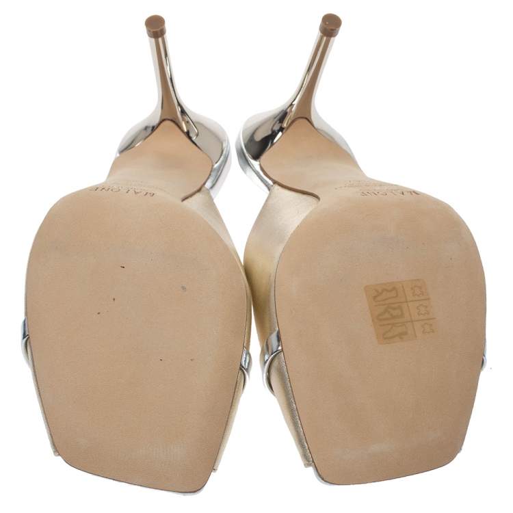 Pre Owned Malone Souliers Gold Leather Lucia Open Toe Mules Size 36.5 