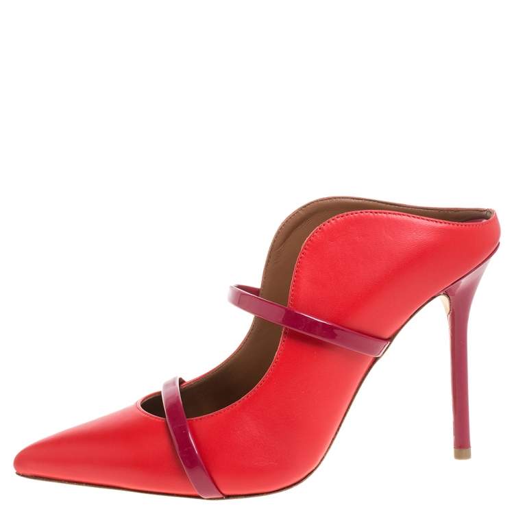 Pre Owned Malone Souliers Red Leather Maureen Mules Size 37