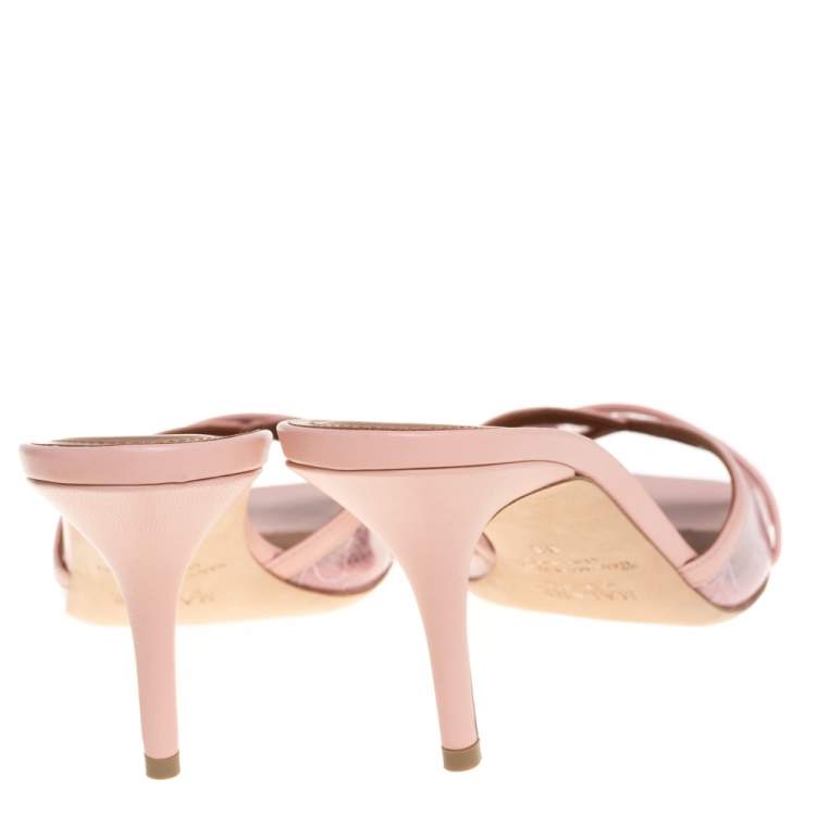 Pre Owned Malone Souliers PVC And Leather Perla Slide Sandals Size 39