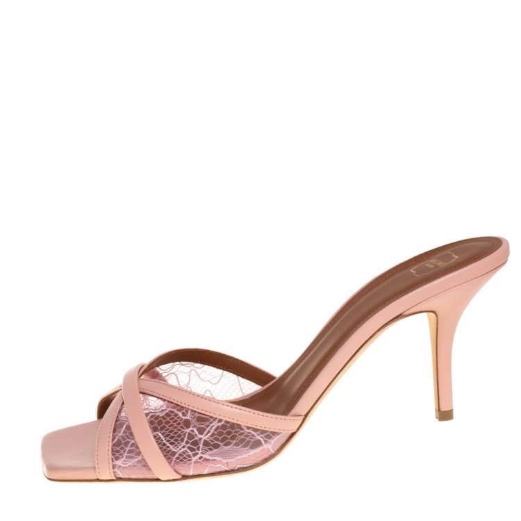 Pre Owned Malone Souliers PVC And Leather Perla Slide Sandals Size 39
