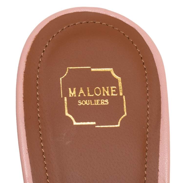 Pre Owned Malone Souliers PVC And Leather Perla Slide Sandals Size 39
