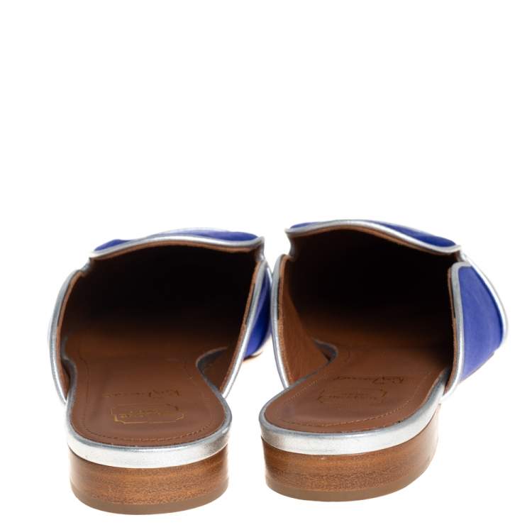 Pre Owned Malone Souliers Blue Satin Hermoine Flats Size 35.5