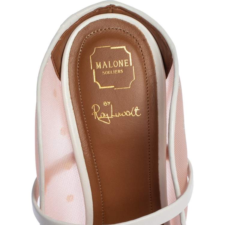 Pre Owned Malone Souliers By Roy Luwolt Pink Mesh And Velvet Marguerite Bow Mules Size 39