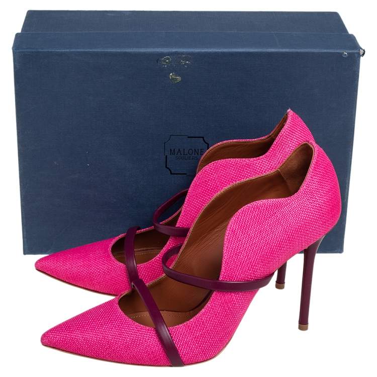 مملوكة مسبقًا Malone Souliers Purple/Pink Fabric and Leather Maureen Pumps Size 39