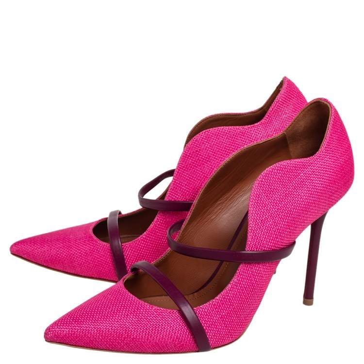 مملوكة مسبقًا Malone Souliers Purple/Pink Fabric and Leather Maureen Pumps Size 39