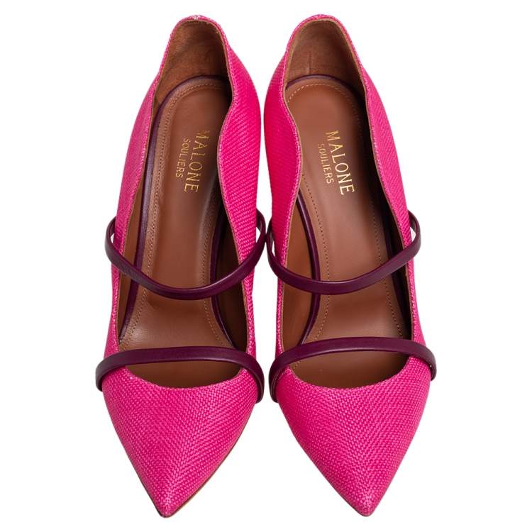 مملوكة مسبقًا Malone Souliers Purple/Pink Fabric and Leather Maureen Pumps Size 39