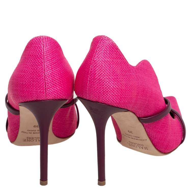 مملوكة مسبقًا Malone Souliers Purple/Pink Fabric and Leather Maureen Pumps Size 39