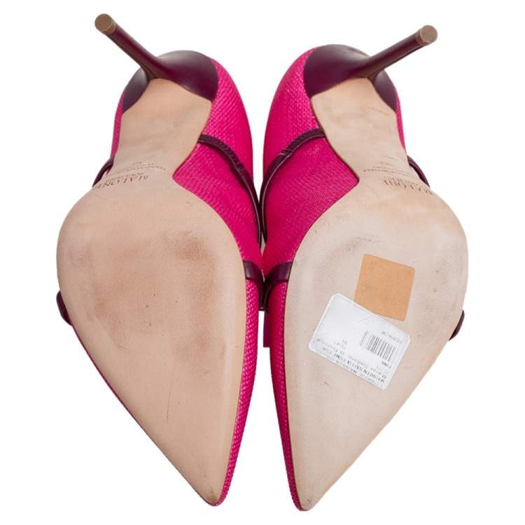 مملوكة مسبقًا Malone Souliers Purple/Pink Fabric and Leather Maureen Pumps Size 39
