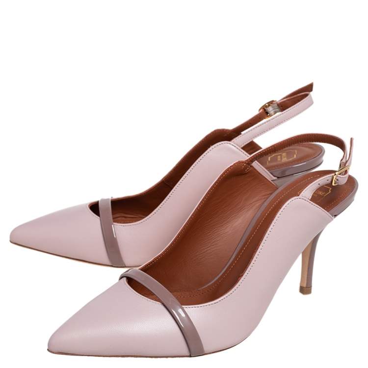 مملوكة مسبقًا Malone Souliers Pink Leather Marion Slingback Sandals Size 37.5