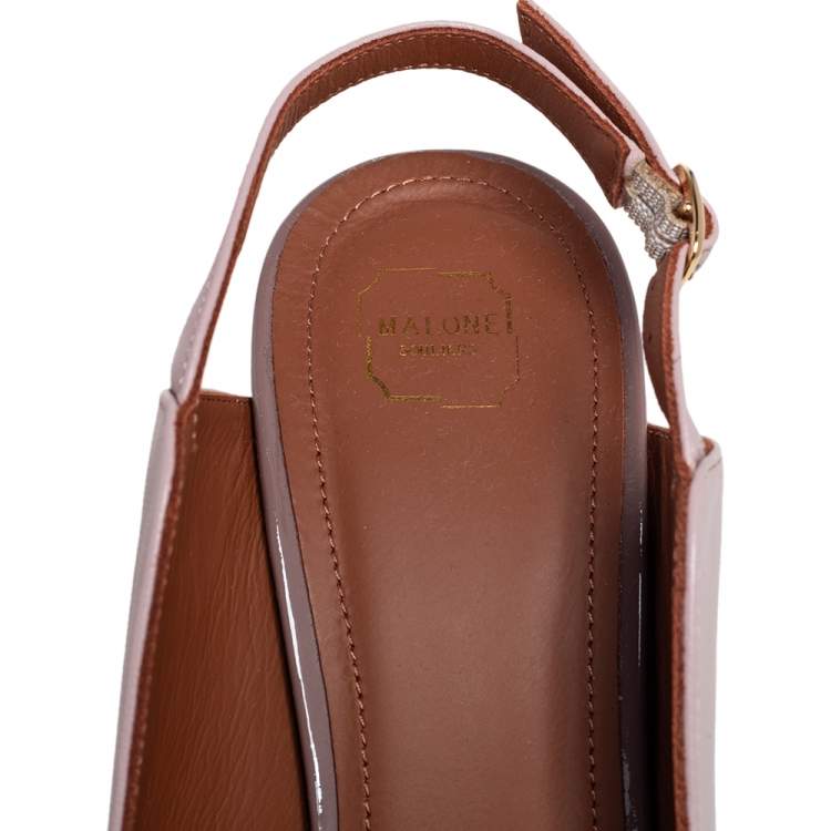 مملوكة مسبقًا Malone Souliers Pink Leather Marion Slingback Sandals Size 37.5