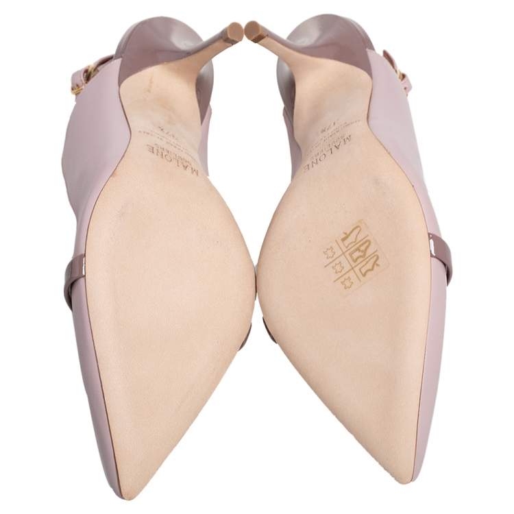 مملوكة مسبقًا Malone Souliers Pink Leather Marion Slingback Sandals Size 37.5