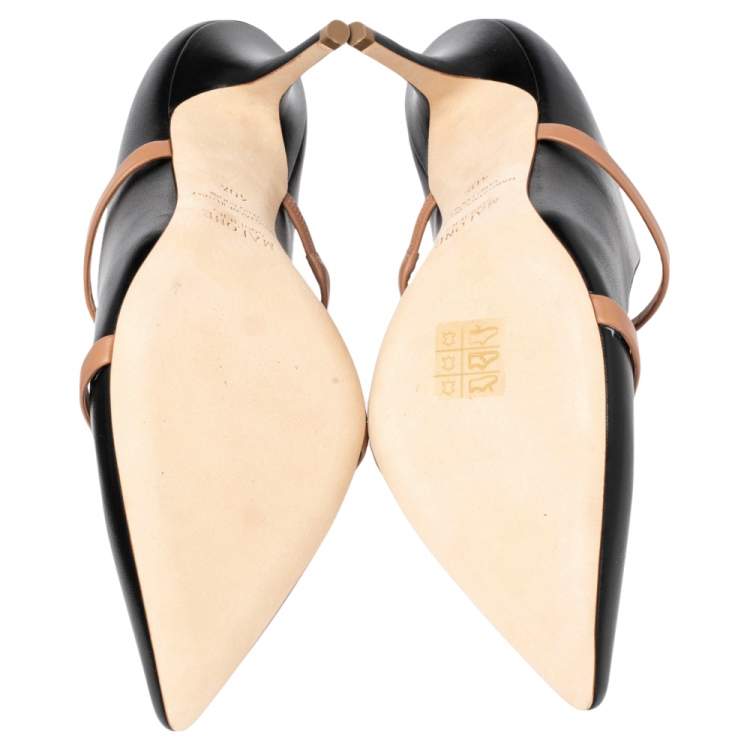 Pre Owned Malone Souliers Black/Beige Leather Maureen Mules Size 40.5