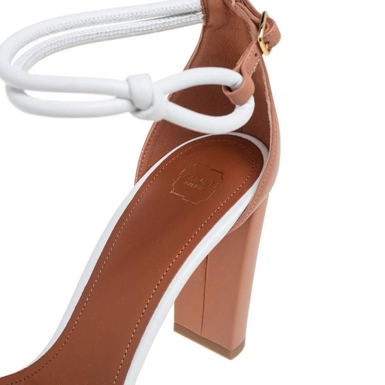 Pre Owned Malone Souliers Brown/White Leather Fenn Ankle Strap Sandals Size 41