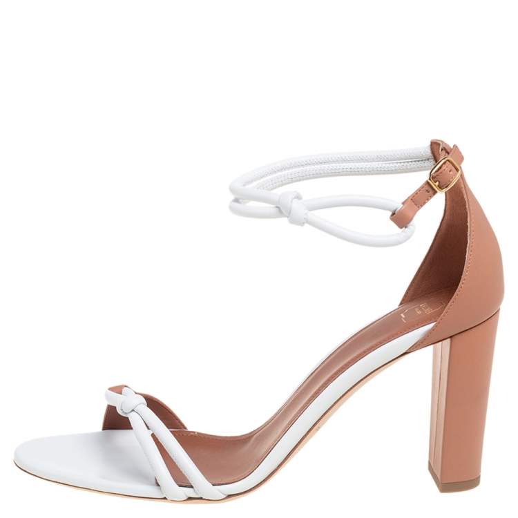 Pre Owned Malone Souliers Brown/White Leather Fenn Ankle Strap Sandals Size 41
