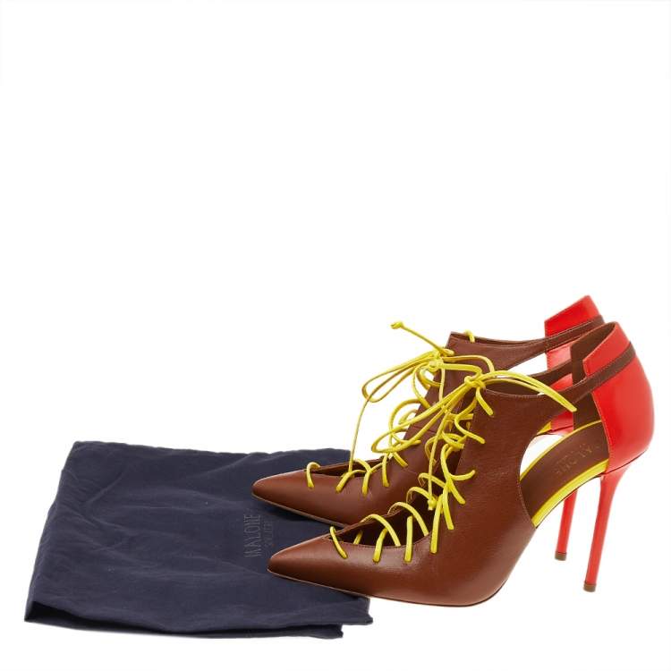Pre Owned Malone Souliers Multicolour Leather Lace up Pumps Size 38