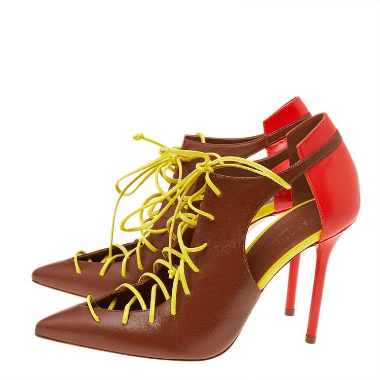Pre Owned Malone Souliers Multicolour Leather Lace up Pumps Size 38