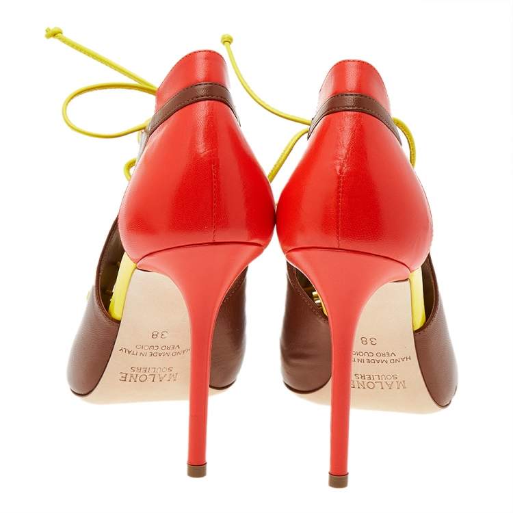 Pre Owned Malone Souliers Multicolour Leather Lace up Pumps Size 38