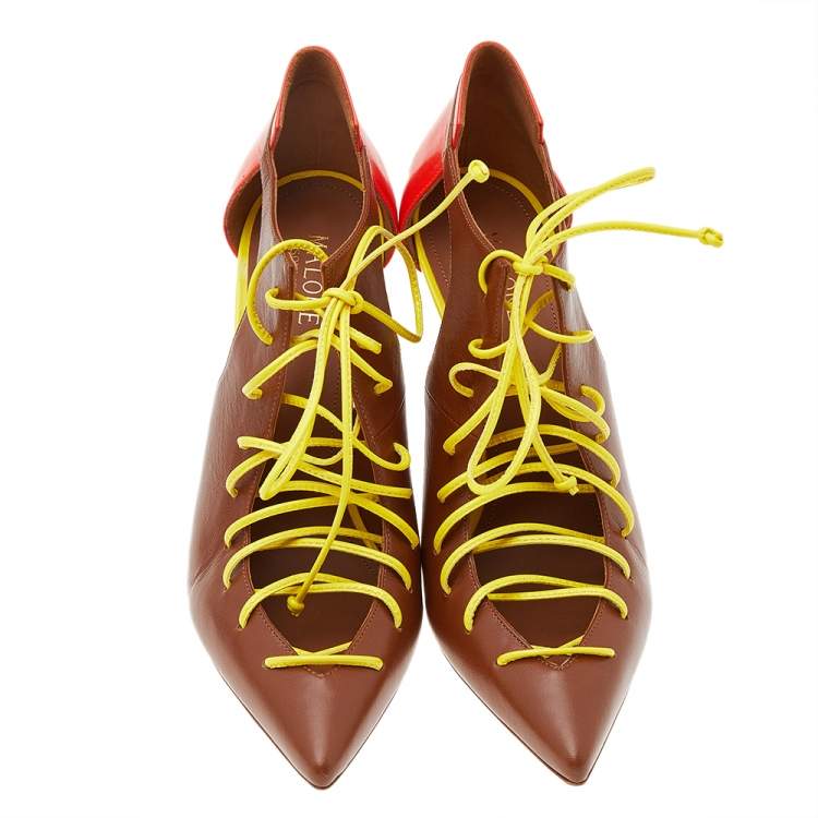 Pre Owned Malone Souliers Multicolour Leather Lace up Pumps Size 38