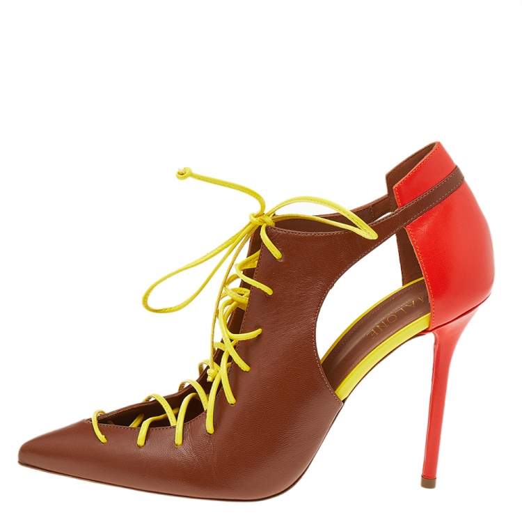 Pre Owned Malone Souliers Multicolour Leather Lace up Pumps Size 38