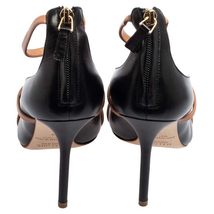 Pre Owned Malone Souliers Black/Beige Leather Robyn Pumps Size 39