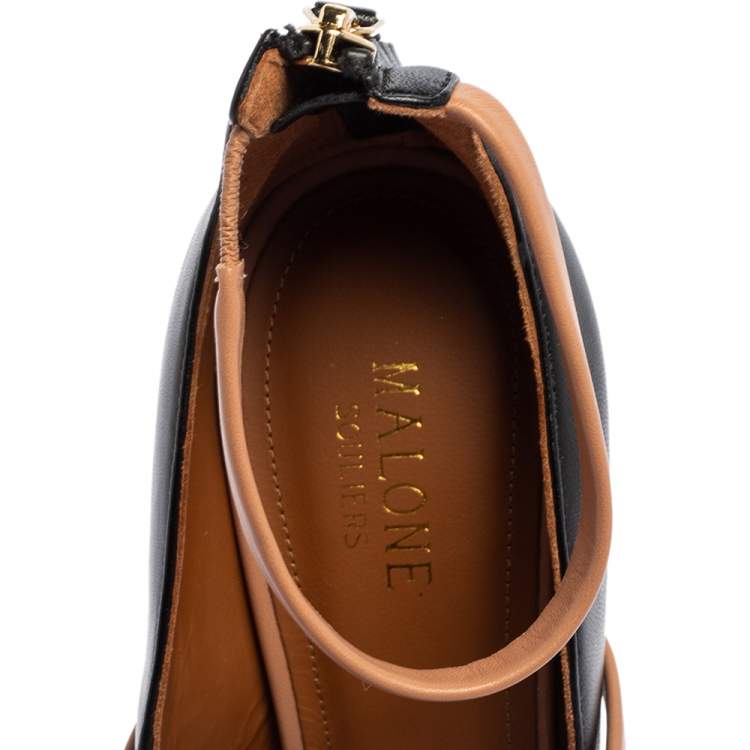 Pre Owned Malone Souliers Black/Beige Leather Robyn Pumps Size 39