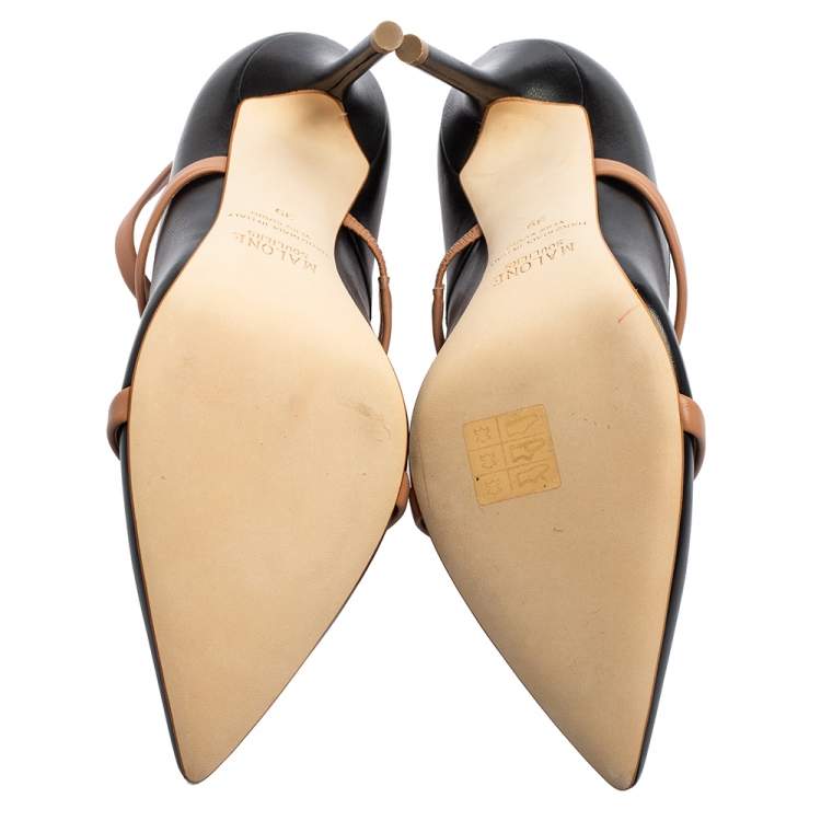 Pre Owned Malone Souliers Black/Beige Leather Robyn Pumps Size 39