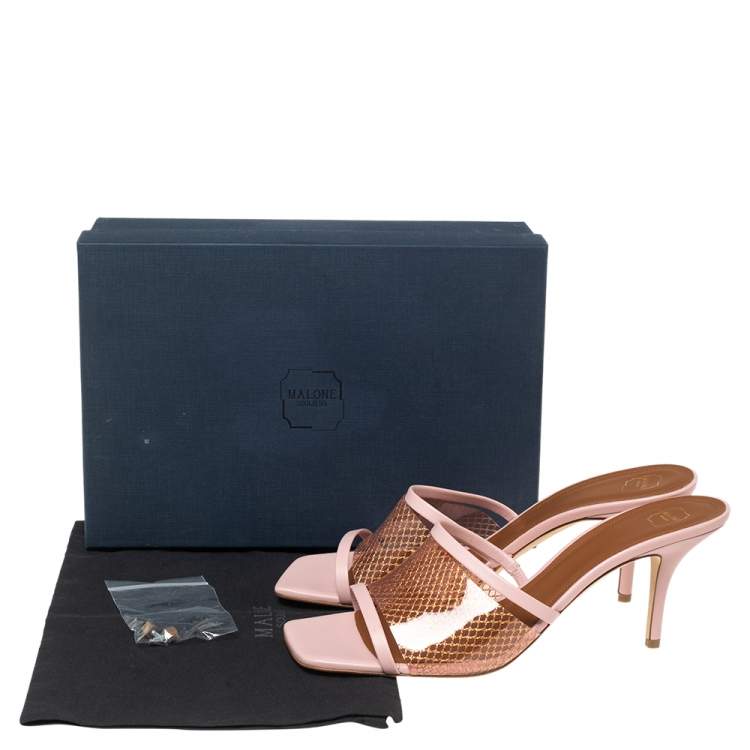 Pre Owned Malone Souliers Pink PVC and Leather Laney Slide Sandals Size 41