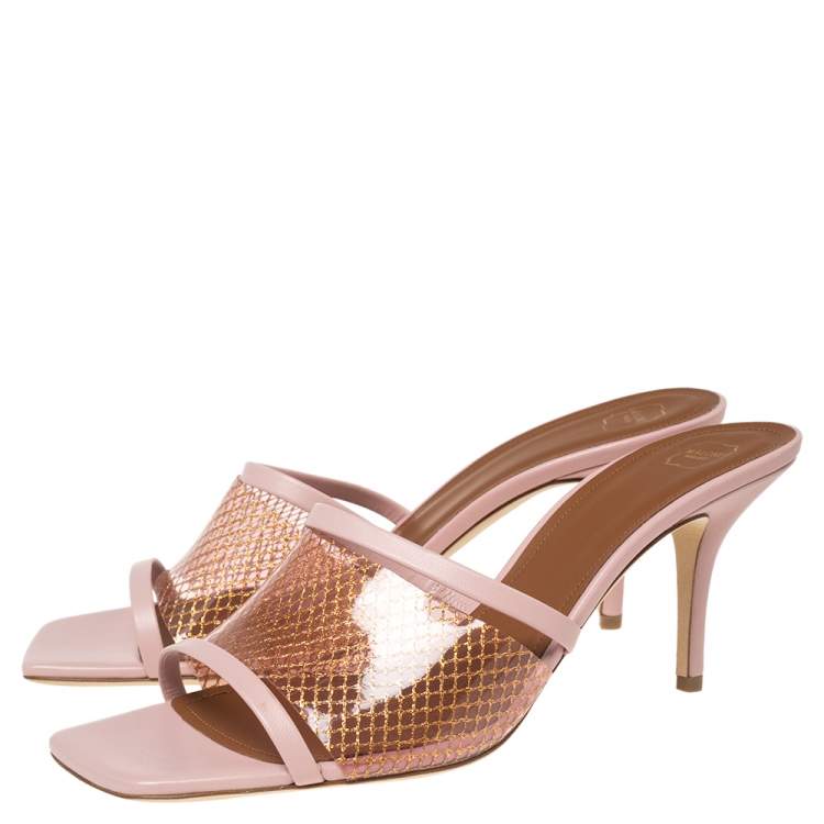 Pre Owned Malone Souliers Pink PVC and Leather Laney Slide Sandals Size 41