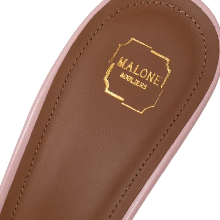 Pre Owned Malone Souliers Pink PVC and Leather Laney Slide Sandals Size 41