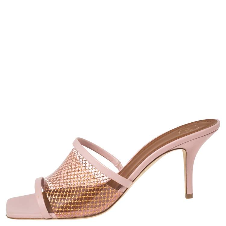 Pre Owned Malone Souliers Pink PVC and Leather Laney Slide Sandals Size 41