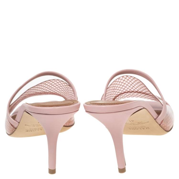 Pre Owned Malone Souliers Pink PVC and Leather Laney Slide Sandals Size 41