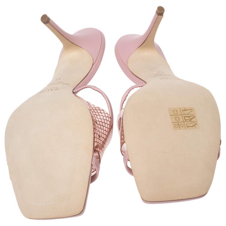Pre Owned Malone Souliers Pink PVC and Leather Laney Slide Sandals Size 41