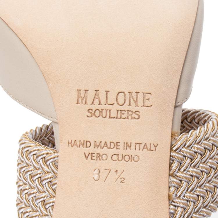 مملوكة مسبقًا Malone Souliers Off-White Leather Maisie Mule Sandals Size 37.5