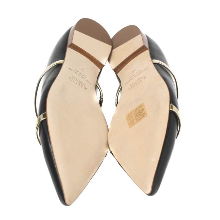 Pre Owned Malone Souliers Black Leather Maureen Flat Mule Size 38