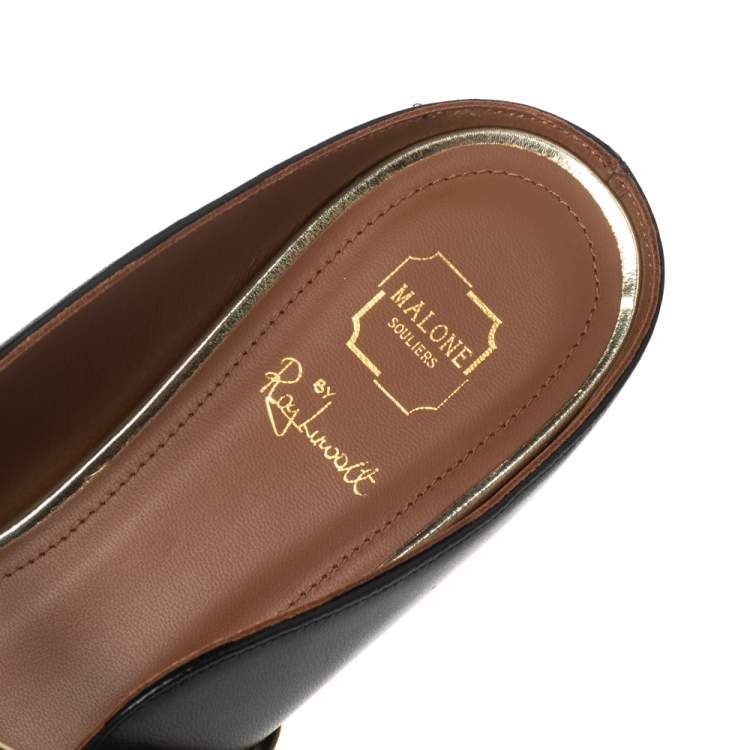 Pre Owned Malone Souliers Black Leather Maureen Flat Mule Size 38