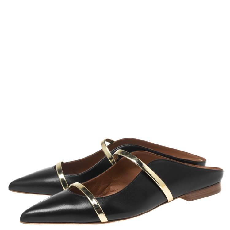 Pre Owned Malone Souliers Black Leather Maureen Flat Mule Size 38