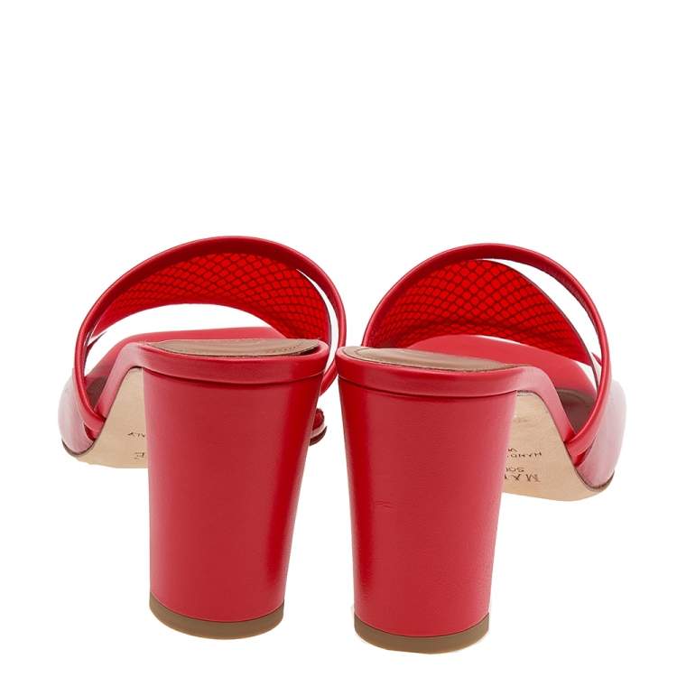 Pre Owned Malone Souliers Red PVC And Leather Demi Slide Sandals Size 39