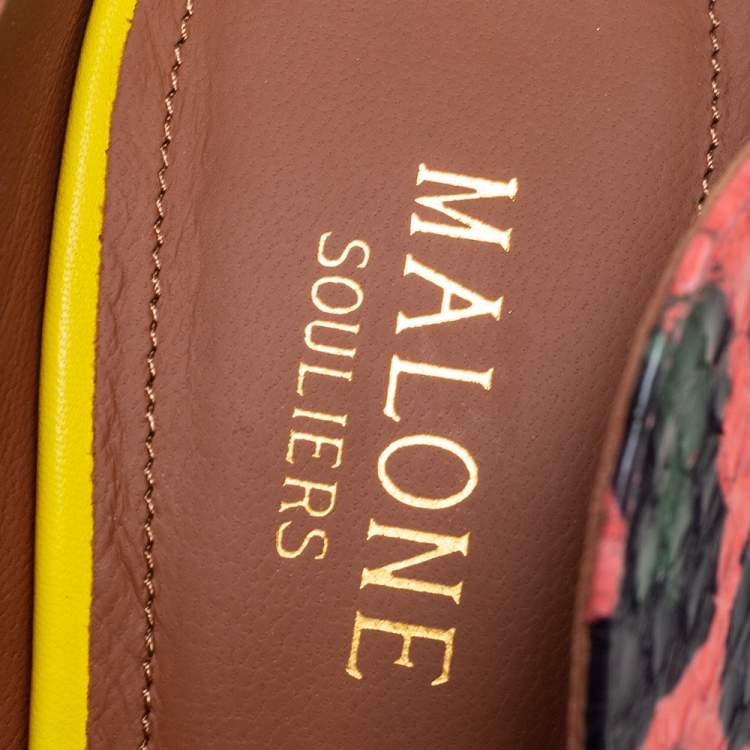 Pre Owned Malone Souliers Multicolor Leopard Print Python And Leather Maureen Mules Size 37
