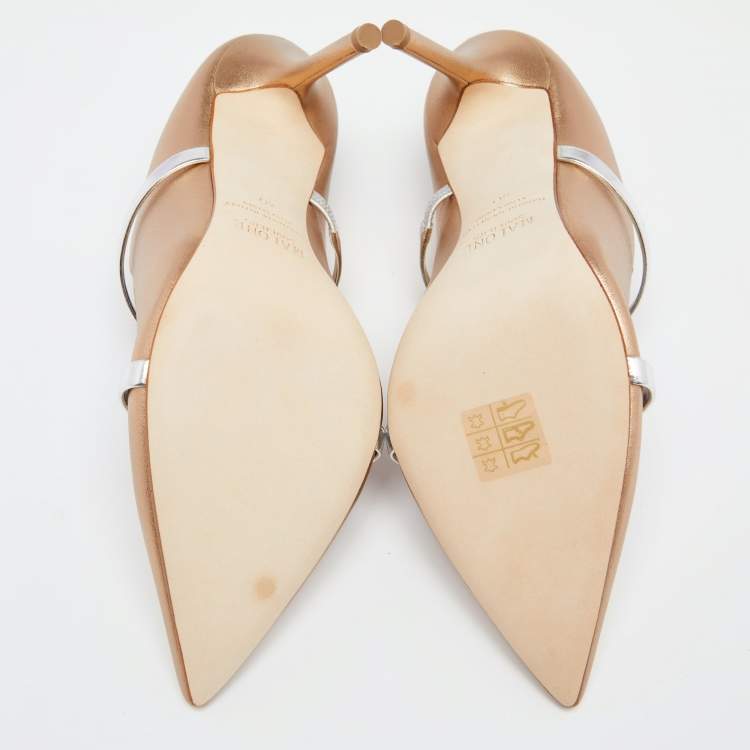 Pre Owned Malone Souliers Gold Leather Maureen  Sandals Size 40