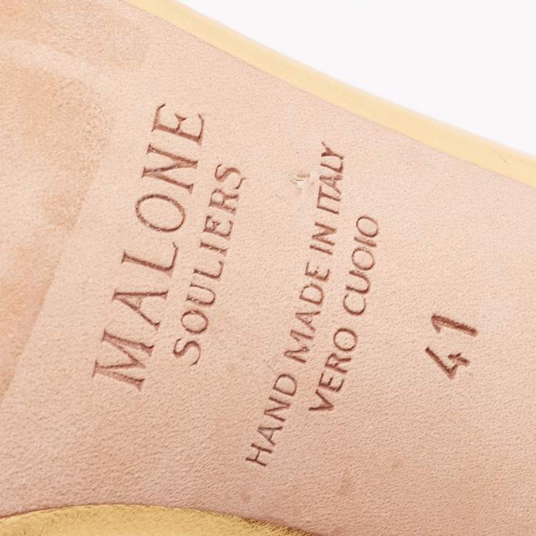 مملوكة مسبقًا Malone Souliers Silver/Gold Leather Honey Ankle-Strap Sandals Size 41