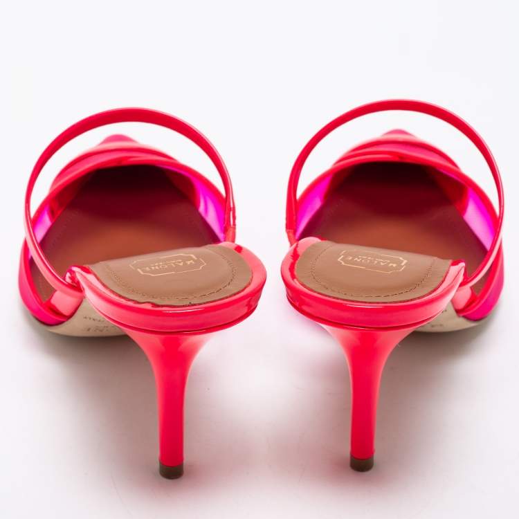 مملوكة مسبقًا Malone Souliers Pink Mesh and Patent Clio Mule Size 38