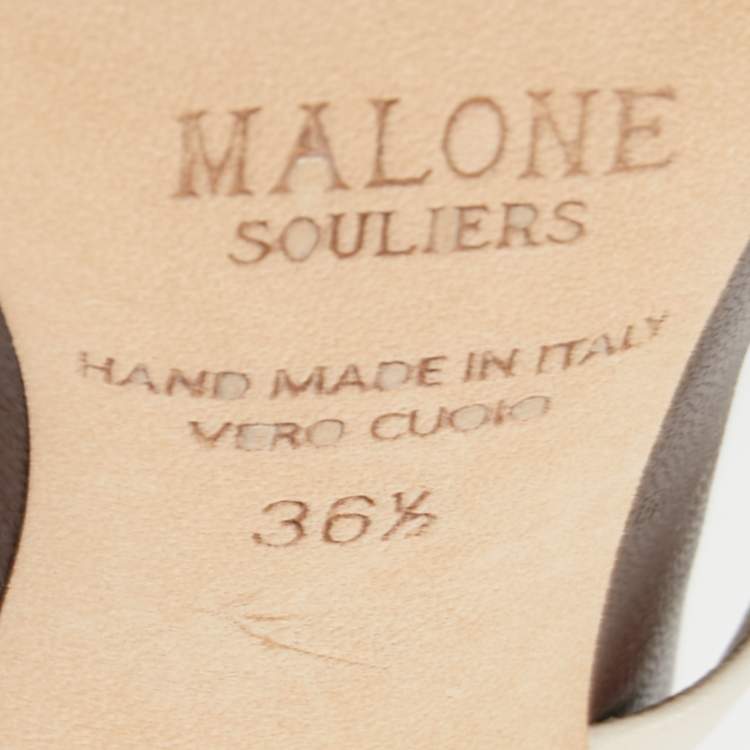 مملوكة مسبقًا Malone Souliers Brown/White Leather Maureen Mules Size 36.5