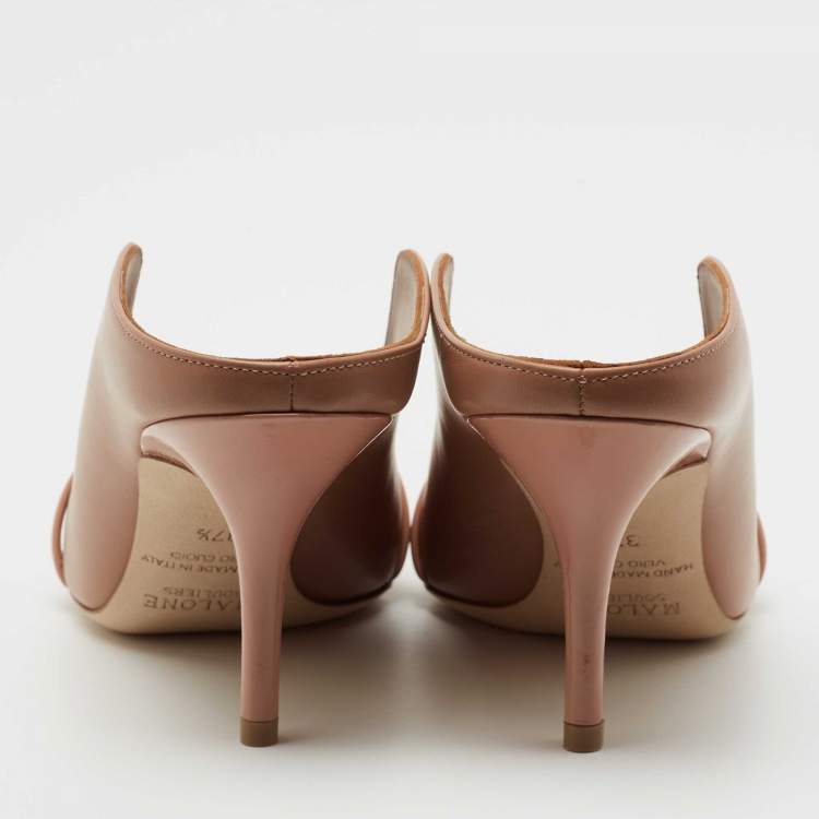Pre Owned Malone Souliers Beige Leather Constance Mules Size 37.5