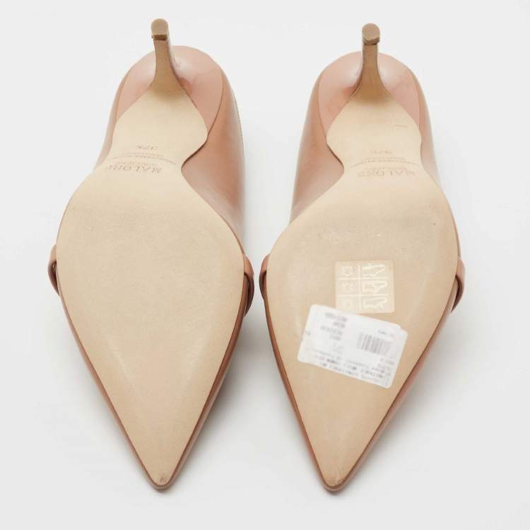Pre Owned Malone Souliers Beige Leather Constance Mules Size 37.5