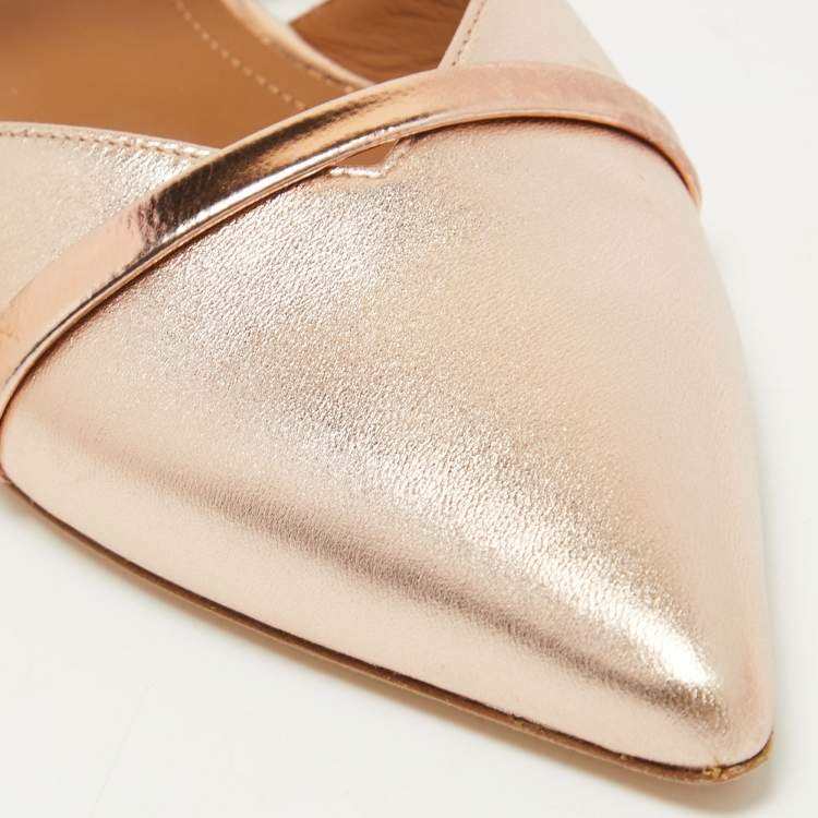Pre Owned Malone Souliers Metallic Leather Frankie Mary Jane Flat Mules Size 37