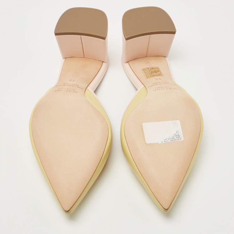 Pre Owned Malone Souliers Yellow/Pink Leather Mule Sandals Size 39