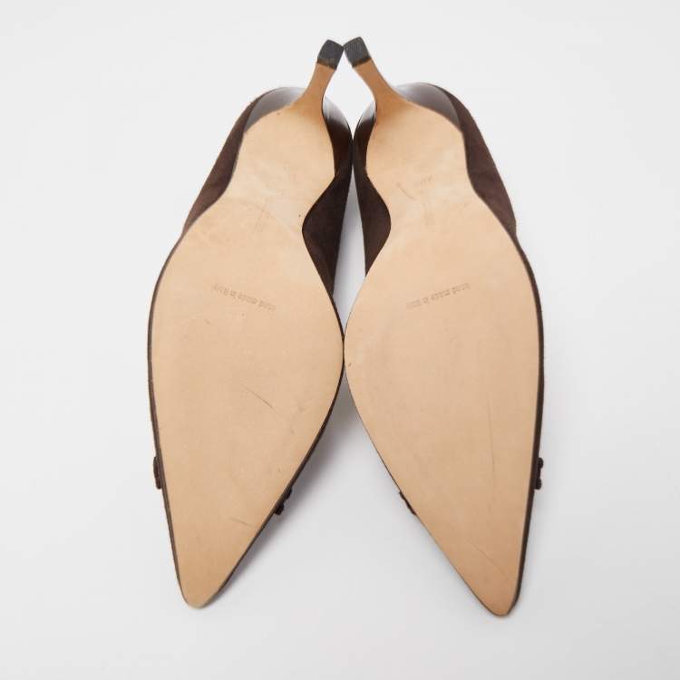 Pre Owned Malone Souliers Brown Suede Pointed Toe Pumps Size 40.5