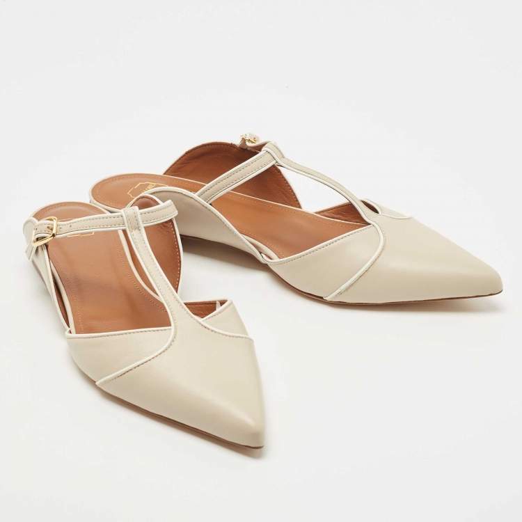Pre Owned Malone Souliers Grey Leather Imogen Mule Size 38